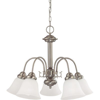 Nuvo Lighting 60/3240  Ballerina - 5 Light 24" Chandelier with Frosted White Glass in Brushed Nickel Finish